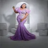 2023 Árabe Aso Ebi Lilac Sereia Vestido de Baile Renda Frisada Vestidos de Noite Lantejoulas Aniversário Noivado Segundo Vestido Vestido Mulheres Formal Wear WD024