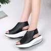 Модельные туфли, осень 2023, модные женские летние женские сандалии, винтажные сандалии на танкетке и платформе с открытым носком на высоком каблуке «рыба»