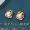 Stud Earrings Classic Princess Pink Color 6-7mm Round Pearl Fashion Elegant Handmade Jewelry Gifts