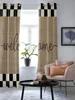 Curtain Lattice Wood Grain Retro Window Curtains Home Decor Living Room Bedroom Kitchen Door Drapes 231101