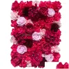 Couronnes de fleurs décoratives Fleurs décoratives 40X60Cm / Pc Rose Fleur artificielle Panneau mural Décor Toile de fond Fête de mariage Événement Birthd Dhsuu