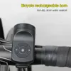 バイクホーン自転車電気ホーンブラックABS USB充電式自転車サイクリングベルスピーカーリングバイクアクセサリーラウドハンドルバーアラームリング231101
