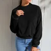 Damen-Kapuzenpullover, langärmelig, einfarbig, lässig, doppelter Samt, lockeres H-Sweatshirt