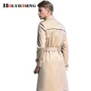 Heren wolmix heren lange trenchcoat windjack regendichte trenchcoat heren katoen polyester klassieke Britse mode regenjas 6XL NZ310 231101