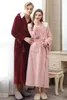 Homens sleepwear casal velo com capuz robe casamento inverno quente veludo roupões homem e mulher pijama noite usa vestido longo vestido