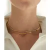 Collana a catena da tennis con zircone cubico quadrato Collane girocollo in ottone lucido per le donne Gioielli eleganti e minimalisti placcati in oro 18 carati 2021