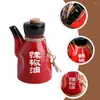 Dinnerware Sets 2 PCS Mini Condiment Bottles Ceramic Soy Sauce Liquid Seasoning Jar Household Holder Japanese Style Orange Home