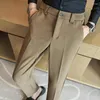 Garnitury męskie zimowe koreańskie styl grube garniturowe spodnie elastyczne talia Business Casual Work Office Slim Fit Warmowe spodnie Czarne khaki