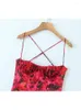 Casual Dresses Summer 2023 Women Vintage Floral Print Wire Bra Halter Sling Sexy Dress Fashion Backless Ladies Night Out Party Mini Robe