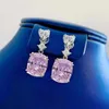 Boucles d'oreilles en argent S925, 11 carats, gros carré 10 12, bijoux en diamant rose pour dame, Zircon 5A, vente directe d'usine