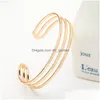 Bangle Bangle Fashion 3 strati apertura regolabile braccialetti con polsini in filo braccialetti per donna uomo regalo con scatola delicata Drop Del Dhgarden Dht5N