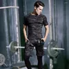 Laufsets 5 Stück Herren Kompressionsset Strumpfhosen Workout Fitness Training Trainingsanzug Kurzarmhemden Sportanzug Rashgard Kit S-4XL