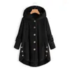 Casacos de trincheira feminina macia casaco de pele Faux for Women Jackets com capô e botões