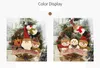 29cm Christmas Wreath Cane Ring Simulation Cotton Door Hanger Xmas Decoration Elderly Snowman Elk Vine Ring Pendant 1102