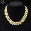 Wholesale Price 18mm Moissanite Cuban Chain Fancy Round Brilliant Cut Diamond Gold Plated 925 Silver Link Necklace