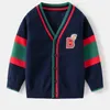 Cardigan Childrens Sweater Jacket Autumn Baby Wool Cardigan Baby Vneck Embroidered Childrens Top 231102