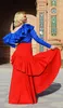 Skirts Top Fashion Red Long Skirt For Women Ruffled Asymmetrical Prom Party High Waist Low Chic Ladies Evening Custom