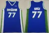 Stitched Basketball 77 Luka Doncic Jerseys 11 Kyrie Irving 41 Dirk Nowitzki Just Don Shorts Pants Wear Top For Man Mens Size S-XXL Team Sport Blue White City tjänade