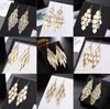 Boucles d'oreilles pendantes alliage géométrique mode goutte boucle d'oreille bijoux Vintage femme feuille Styles frange gland couleur or