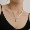 Pendant Necklaces Fashion Metal Chain Rice Pearl Lock Scallop Necklace For Women's Jewelry 2023 Wholesale