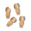 Forks 100Pcs/Lot Short Handle Bamboo Spoon Frok Tableware Portable Fork Dual Use Dinnerware For Children