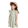 Robes de fille 2023 AncoBear Robe d'été pour bébé coréen enfants col de broderie vert clair enfants Partysu Frocks tenues pour nourrissons