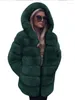 Kvinnors päls kvinnor gröna S-4xl huva rockar 22 vinter mode tjock värme svartrosa långärmad faux jackor kvinnlig