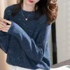 Kadın Sweaters Pullu Sequin Outplovers Casual Düz Renk Örgü Kore Moda Çok yönlü dip jumper'ları