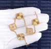 High quality Classic 4/Four Leaf Clover Charm Bracelets Bangle Chain 18K Gold Agate Shell Mother-of-Pearl for Women&Girl Wedding Mother' Day Jewelry Women gifts-AA