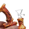 Printing Silicone Water Pipe With Glass Bwol 14mm Fmale Detachable Bong For Dry Herb Quartz Banger Hanger Wax Smoking Hand Pipe Dab Rigs ZZ