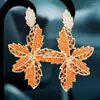 Kolczyki Dangle Godki Trendy Office Orange CZ Kolczyka dla kobiet Wedding Cubic Zirconia Dubai Bridal Costume Biżuteria Letnia impreza