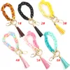 Favore di partito Portachiavi a maglia in acrilico Bracciale a catena con cinturino a catena Braccialetti a catena con portachiavi con nappa Nuovo regalo alla moda per lei FY3452 0402