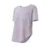 Tenue de yoga Vêtements de fitness Vêtements de sport amples pour femmes Chemisier de course à manches courtes Minceur T-shirt de gymnastique décontracté