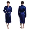 Hommes de nuit à manches longues solide kimono mâle peignoir loisirs hommes loungewear dressing 2023 hommes soie satin robes pyjamas robe