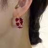 Stud Mode Tendance Design Unique Élégant Délicat Zircon Rose Fleur Cercle Boucles D'oreilles Pour Les Femmes Bijoux De Noce Cadeaux Premium 231101