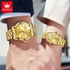 Autres montres OLEVS Couple Montre Paire pour hommes et femmes en acier inoxydable étanche Mens de luxe Gold Diamond Lovers Montres-bracelets 231101