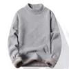 Menströjor Mens Pullover Soft Sweater Winter Velvet Shirts Brand Clothing Sticked Fleece Warm Cold Blus Slim Fit Bottom Shirts 231102