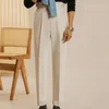 Men's Suits Linen Italian Mens Formal Pant Pantalones Hombre Dress Ankle Pants Men British High Waist Straight Social Trouser