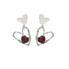 Boucles d'oreilles pendantes Y2k pour femmes, bijoux en cristal, cœur rouge, Design de tempérament en métal, pendentif d'amour, de fête, esthétique