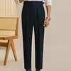Men's Suits Linen Italian Mens Formal Pant Pantalones Hombre Dress Ankle Pants Men British High Waist Straight Social Trouser