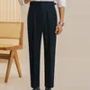 Herrenanzüge Leinen Italienische Herren Formelle Hose Pantalones Hombre Kleid Knöchelhosen Männer Britische Hohe Taille Gerade Gesellschaftshose