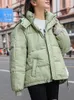 Damen-Daunenparkas, modische Winter-Pufferjacke mit Kapuze, für Damen, fest, lässig, warm, übergroß, weiblich, koreanisch, lockerer Langarmmantel, Kleidung 231101