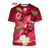 T-shirt da uomo Summer Fashion Fruit Stampa 3D Apple T-shirt casual unisex a maniche corte con scollo tondo