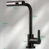 Kitchen Faucets Waterfall Black Faucet Pull Out Rotation Stream Sprayer Head Sink Mixer Brushed Water Tap Single Hole Deck Mounted
