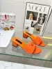 Sandales d'été pour femmes, pantoufles de plage, tongs en cuir de peau de crocodile, talons sexy, sandales de mode, chaussures orange éraflures 35-42