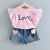 Bear Leader Kids Girl Clothes Fashion Sling Flower Baby Girls Shirt with Stripe Shorts 2pcs Suit Children Clothing Sets