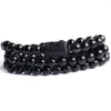 Hebra 6/8/10/12MM obsidiana negra Natural tallada Buda amuleto de la suerte pulsera de cuentas redondas para Mujeres Hombres joyería