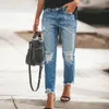 Frauen Jeans Hohe Taille Frauen Gerade Bein 2023 Retro Blau Zerrissene Hosen Lose Beiläufige Bleistift Jeans Straße 231101