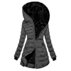 Women's Down Plus Size Winter Jacket Coat Solid Color dragkedja stängning Slim midja huva quiltad överrock för kvinnor utomhus