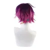 Peluca de Cosplay Uki Violeta Vtuber, pelucas moradas cortas con gradiente, cuero cabelludo sintético en zigzag, pelo resistente al calor, cosplay para hombres y mujeres